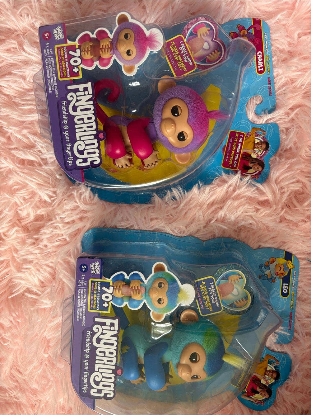 Fingerlings Chari & Leo Interactive Monkey Duo - Pink & Blue